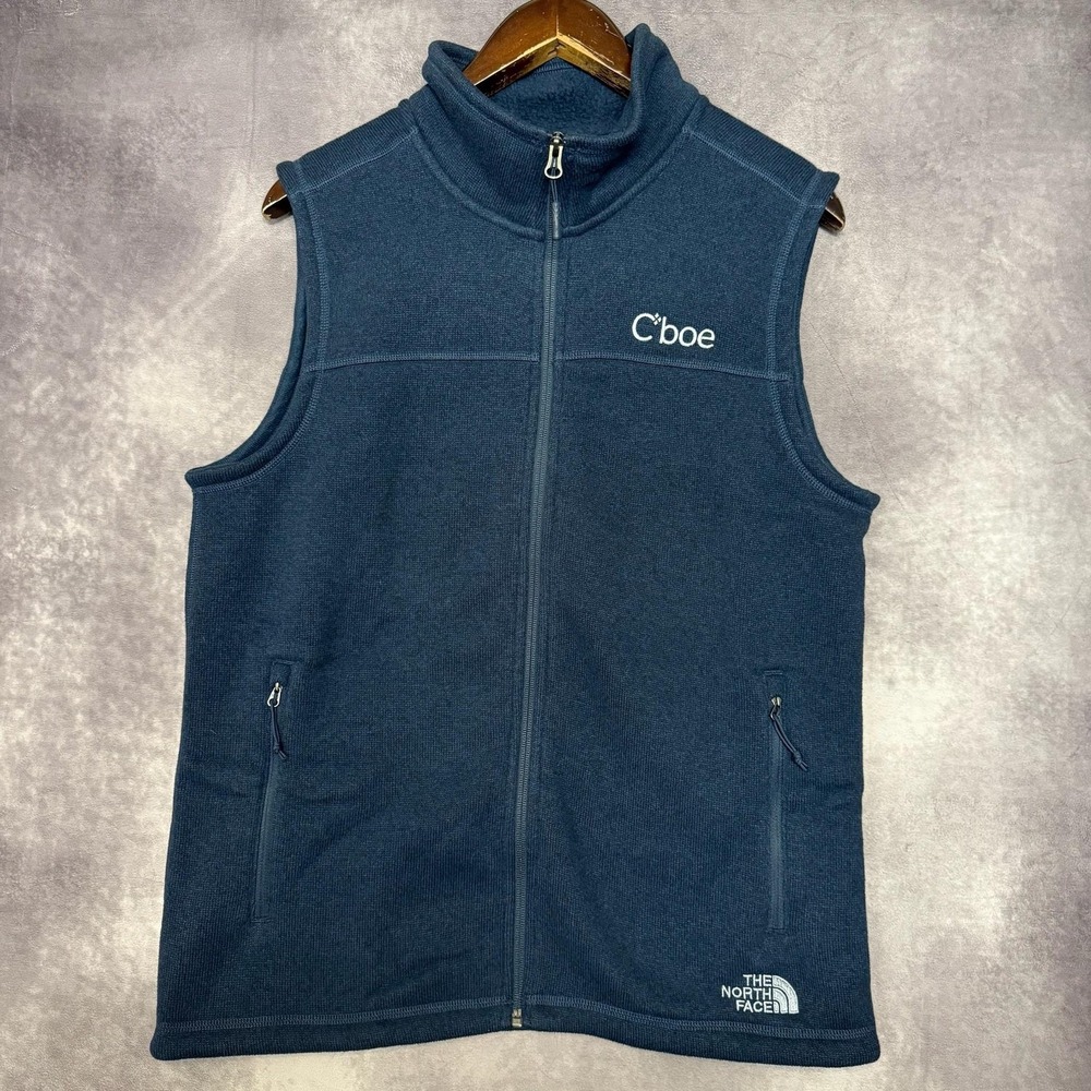 The North Face Vest Men's Medium Fleece Sweater Full Zip Pockets Custom**‎